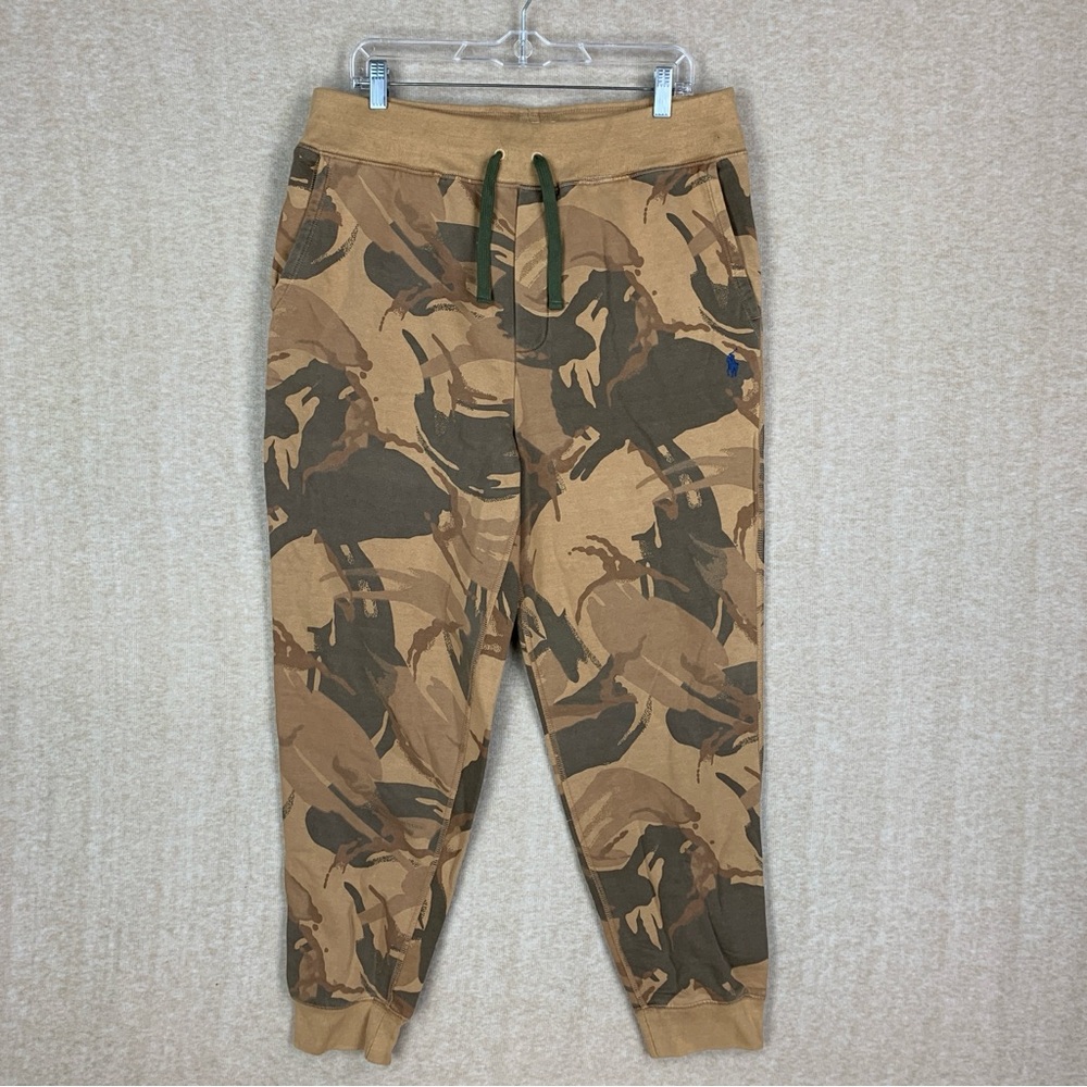 Polo Ralph Lauren Fleece Jogger Size XL Mens Brown Desert Camo Brown Pants Denim
